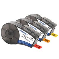 Samshion Compatible Brady M21-750-595-YL/OR/RD (3 Pack) BMP21-PLUS Labels,High Adhesion Vinyl Label Tape (Black on Yellow, Black on Orange, Black on Red) for BMP21-PLUS,IDPAL,BMP21-LAB -0.75" Width