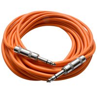 Seismic Audio - SATRX-25Orange - 25 Foot Orange 1/4" TRS Patch Cable - Balanced Cord - Effects