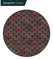 Moroccan Warm Soft Cotton Luxury Plush Baby Rugs,Scale Mandala Design Lifts Basket Swivel Chair Pad Coffee Table Rug Diameter-31