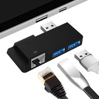 iSky Surface Adapter Universal for Pro 1/ Pro 2 / Pro 3 / Pro 4 / Pro 5 / Pro 6 / RT / Laptop Wireless Hub Charging Converter USB To 2 USB 3.0, Ethernet for New Microsoft Surface Pro 2017/ 2018 - Black