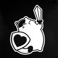 CUTE CAT WARRIOR LOGO STICKERS SYMBOL 5.5" DECORATIVE DIE CUT DECAL FOR CARS TABLETS LAPTOPS SKATEBOARD - WHITE