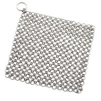 Upgraded Cast Iron Cleaner, Stainless Steel Cast Iron Scrubber with Hanging Ring, Cast Iron Brush Scrubber for Pots and Pans，Dutch Oven, Dishwasher, Grill, Easy to clean