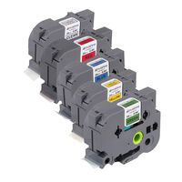 Molshine Compatible Flexible ID Laminated Label Tape,Replacement for Brother TZe-FX151 TZe-FX451 TZe-FX551 TZe-FX651 TZe-FX751,Black on Clear/Red/Blue/Yellow/Green,24mm x 8m(1inch x 26.2feet),5 Pack