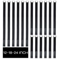 VIGAER Reusable Fastening Cable Straps (12" 18" 24"), 18 pcs Mix Securing Straps, Adjustable Nylon Hook and Loop Cinch Cable Ties Down with Metal Buckle