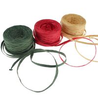 CREATRILL 3 Rolls Red Green Kraft 1/4" by 492 Feet Raffia Ribbon/String, 164Feet Each Roll, Packing Paper Twine for Christmas
