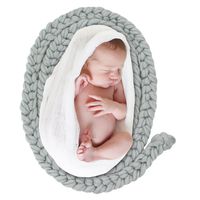 ICOSY Newborn Twist Rope Photo Blanket Backdrop Baby Braided Knitted Rug Blanket Photography Props Basket Filler