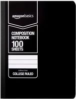 AmazonBasics College Ruled Composition Notebook, 100 Sheet, Solid Black, 12-Pack