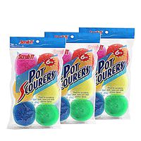 36 Round Nylon Dish Scrubber Scouring Pads By Scrub-It - 6 Packs Of 6 Scour Pads - Assorted Colors - Tough and Durable - Non-Scratch for Non-Stick Cookware