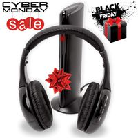 6-in-1 Wireless RF Headphones for TV Laptop MP3 Players - Built in Microphone for Internet Chat