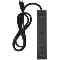 2.4A Power Strip with 6 AC Outlets & 2 USB Ports - 6FT Cord Black