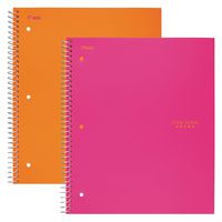 Five Star Spiral Notebooks, 1 Subject, Wide Ruled Paper, 100 Sheets, 10-1/2" x 8", Orange, Pink, 2 Pack (38425)