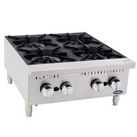 CookRite Four Burner Hot Plate Commercial Countertop Liquid Propane Range ATHP-24-4 HD 24"-100000 BTU