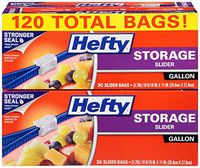 Hefty Slider Storage Bags, Gallon Size, 4 Boxes of 30 Bags (120 Total)