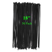 Long Wide 18 Inch Nylon Zip Cable Ties-Large 120LB Tensile Strength-Heavy Duty Industrial Durable Strong Cable Ties- 50 Pack - Indoor Outdoor Garden Ties Use(18",120LB, Black, UV Resistant)