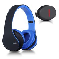 Bluetooth Headphones Over Ear, Rydohi Wireless Stereo Headset with Deep Bass, Foldable and Lightweight, Wired and Wireless Modes Built in Mic for Cell Phone, TV, PC (Black/Blue)