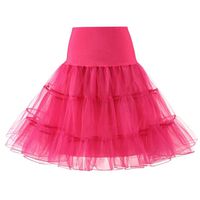 Paymenow Women's 50s Vintage Petticoat Skirts Half Slip Crinoline Tutu Underskirts Vintage Dress (Hot Pink, XL)