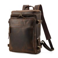 Lannsyne R-Series Men's Vintage Genuine Leather 15.6 Inch Laptop Backpack Hiking Overnight Weekender Camping Daypack Duffle Bag