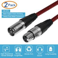 XLR Cable 6ft Male to Female, Furui Microphone XLR Cable 3 Pin Nylon Braided Balanced XLR Cable Mic DMX Cable Patch Cords with Oxygen-Free Copper Conductors - 2 Pack