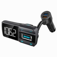 Bluetooth FM Transmitter for Car, Wireless Audio Adapter and Receiver Kit, Car Charger with Quick Charge 3.0, Bluetooth 5.0, Bass Booster, 2 USB Ports, TF Card Slot, Hands-Free Calling, AUX Out