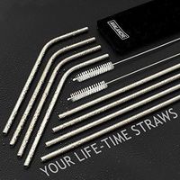 Reusable straws Drinking Reusable Straws 8 with 2 Brushes - Steel straws for tumblers - Metal Straws for Drinks (8.5 In)