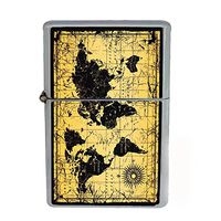 Wind Proof Dual Torch Refillable Lighter Vintage Poster D-012 World Map Antique Vintage Old Style Decorative Educational