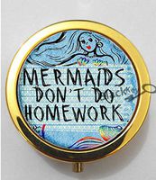 BlackKey Mermaids Dont Do Homework 3-Compartment Decorative Pocket Gift Box Case Organizer for Pill, Color 2 -21