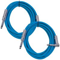 Seismic Audio - SAGC10R - 10 Foot (2 Pack) TS 1/4" to 1/4" Right Angle TS Guitar Cables Blue