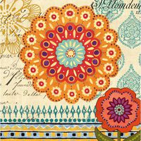 Proud Peacock Pattern Flowers Luncheon Napkins