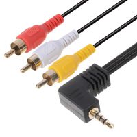 3.5mm to RCA AV Camcorder Video Cable,3.5mm Male to 3RCA Male Plug Stereo Audio Video AUX Cable for Smartphones,MP3, Tablets,Speakers,Home Theater (3.5 Elbow to 3RCA with Shield 5FT)