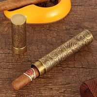 Vintage Flower Embossed Metal Cigar Tube Single Cigar Holder Outdoor Travel Holder Portable Travel Cigar Humidor for Cigars