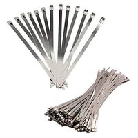 tatoko 12 Inches 304 Stainless Steel Exhaust Wrap Multi-Purpose Locking Cable Metal Zip Ties 100pcs