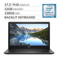 Dell Inspiron 17 3780 2019 Premium 17.3" FHD Laptop Notebook Computer, 4-Core Intel i5-8265U 1.6 GHz, 12GB RAM, 128GB SSD, Backlit Keyboard, DVD, Webcam, Bluetooth, Wi-Fi, HDMI, Windows 10