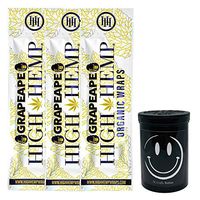 Herb Airtight Container Fresh Kettle with Organic Grape Ape Hemp Wraps Vegan Non-GMO 3 Count DC Crafts Nation - Happy Face