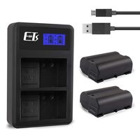 Nikon EN-EL15 Battery Replacement, E-TS Upgraded 2200mAh 2-Pack Batteries with Dual Charger Campatible with Nikon D7100 D750 D7000 D7200 D7500 D810 D610 D800 D850 D600 D500 D800e D810a 1v1 Cameras