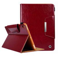 iPad Case for 9.7 inch iPad 6th Gen- iPad 5th Gen- iPad Air /Air2, TechCode Premium PU Leather Business Folio Book Cover Vintage Multi-Angle Views Stand Protective Case Magnetic with Card Holder,Red