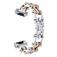 For Fitbit Ionic Bands, AISPORTS Fitbit Ionic Stainless Steel Chain Band Smart Watch Adjustable Replacement Band Bracelet Buckle Clasp for Fitbit Ionic Fitness Accessories - Silver/Rose Gold