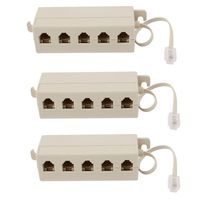 uxcell 3pcs 5 Way Outlet 6P4C RJ11 Telephone Modular Jack Splitter Adapter