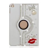 STENES Bling Case Compatible with iPad Air 2 - STYLISH - 3D Handmade Crystal Bowknot Bag Sexy Lips 360 Degree Rotating Stand Case with Smart Cover Auto Sleep/Wake - Red