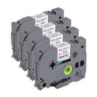 Molshine Compatible Tze Flexible ID Wire Cable Laminated Label Tape, Replacement for Brother TZeFX221 TZe-FX221 TZFX221 TZ-FX221,Black on White,9mm x 8m(3/8 inch x 26.2 feet),4 Pack