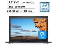 Dell Inspiron 15.6" Full HD Touchscreen Laptop, Intel Core i5-8250U Quad-Core Processor, 12GB RAM, 256GB M.2 SSD + 1TB HDD, Backlit Keyboard, HDMI, Wireless-AC, Bluetooth 4.2, Windows 10 Home, Blue