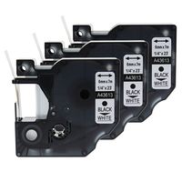 GREENCYCLE 3PK Black on White Label Tape Compatible for Dymo D1 43613 1/4 Inch LabelManager 420P Labeling Maker