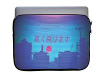 Vaporwave Japanese Sunset Design 13x10 inch Neoprene Zippered Laptop Sleeve Bag by egeek amz for MacBook or Any Other Laptop