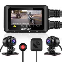 WonVon MT1 Motorcycle Dash Cam 1080P 2.7" LCD Motorcycle Recording Camera Dual Lens Front and Rear Camera Built-in WiFi, with GPS Module, Night Vision, G-Sensor, Loop Recording, Support 256GB max