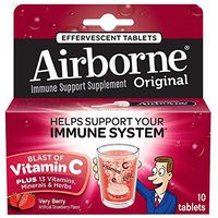 Airborne Very Berry Effervescent Tablets, 10 count - 1000mg of Vitamin C - Immune Support Supplement (Pack of 4)