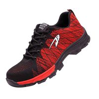 【MOHOLL】 Steel Toe Work Shoes for Men Women Safety Shoes Breathable Industrial Construction Shoes Red