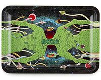 Ooze - Metal Rolling Tray - Small 7.5"x6" - Rolling Tray - Ashtray - Rolling Tobacco Tray (Omega)
