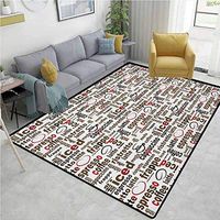 YucouHome Modern Fruit Extra Large Area Rug, Coffee Words Cafe Typography in Point Sizes Digital Illustration, Fashionable High Class Living Dinning Room(2.5'x 7') Caramel Ruby and Dark Brown