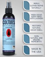Colton's Naturals Cedar Spray - 4 Ounce - with Lavender Extract - Non-Chemical Wood Protection - for Cedar Wood - Restores Scent - Moth Removal 4oz Bottle - Closets & Drawers