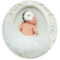 Baby Photography Props Tutu Skirt Headdress Newborn Girl Photo Shoot Outfits Infant Princess Costume Clothes (Off-White)