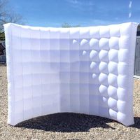 Photo Booth Backdrop Stand Wall - Inflatable Photo Booth Wall with Led Light Strip and Inner Air Blower Air Photobooth Wall for Party, Wedding, Birthday, Halloween Decoration